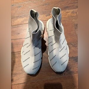 Balenciaga Light Gray Logo Sock Sneakers